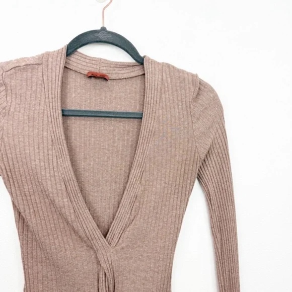 Alix NYC Inez Top In Chestnut Long Sleeve Size Medium Open Front Ribbed Revolve - Picture 3 of 8